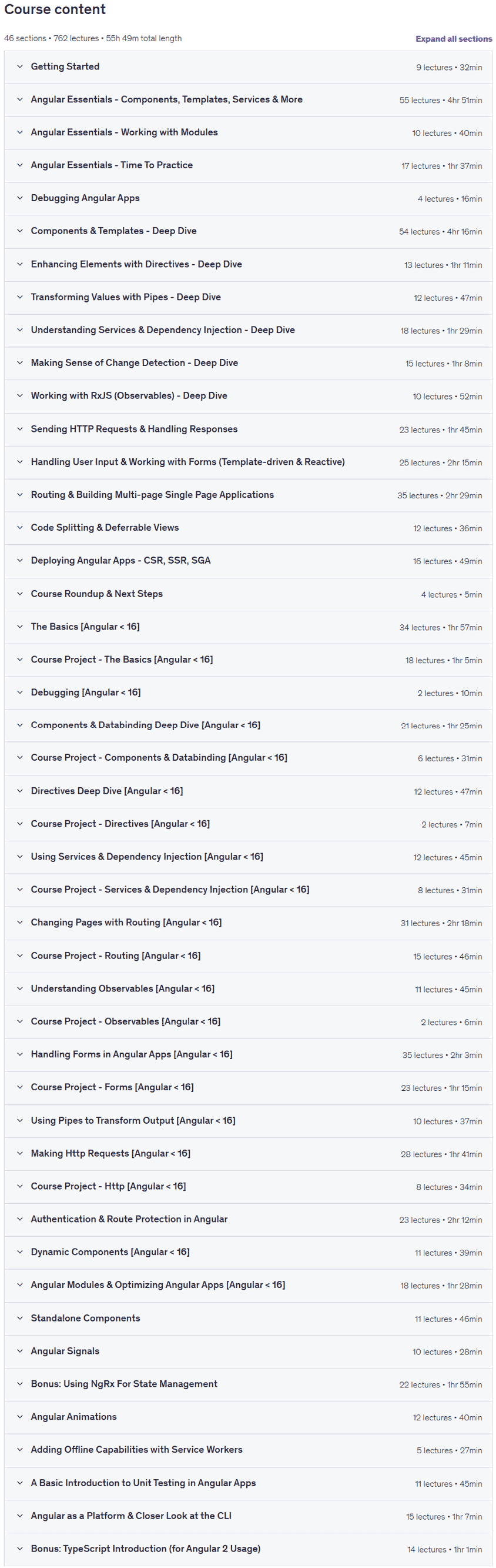 Course topics · Angular – The Complete Guide 2026-4