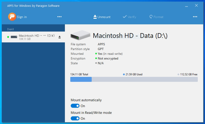 Pictures · Paragon APFS for Windows 4.0.10