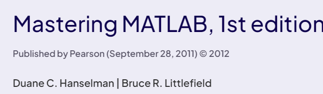 Bilder · Pearson - Mastering MATLAB 8 2011