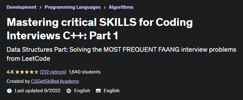 Pictures · Udemy — Mastering critical SKILLS for Coding Interviews C++: Part 1 2022-9