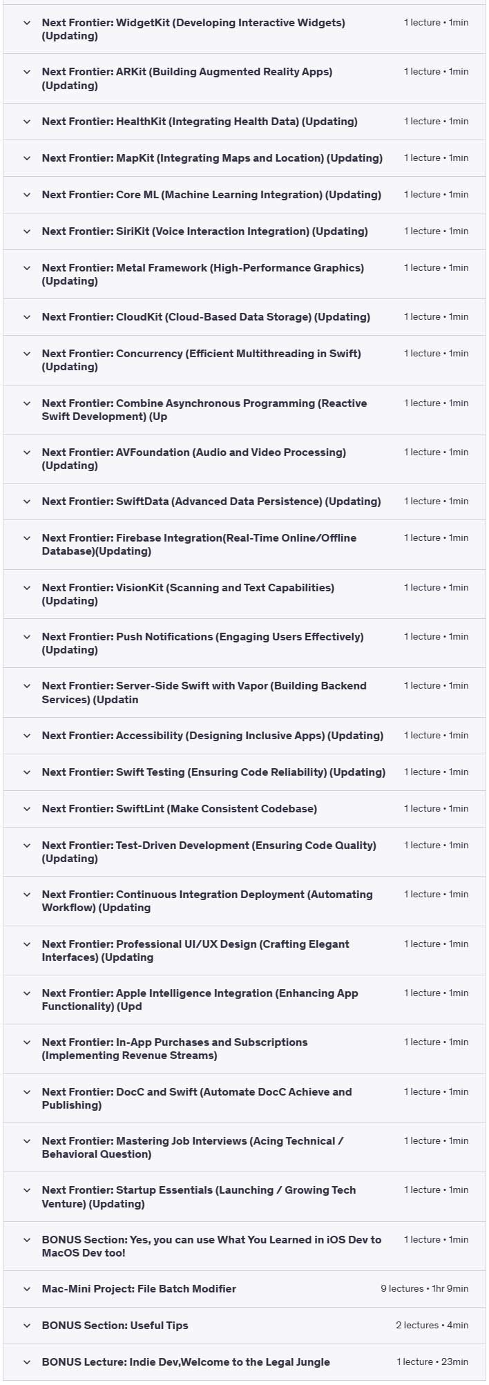 Course topics · Udemy — Ultimate iOS Bootcamp: Master Swift SwiftUI App THE HARD WAY 2024-12