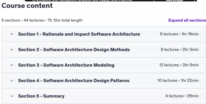 Course topics · Udemy — Software Architecture 2025-5