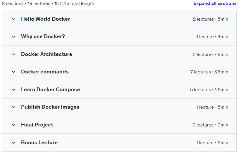 Course topics · Udemy — Practical Docker For Frontend Developers 2023-3