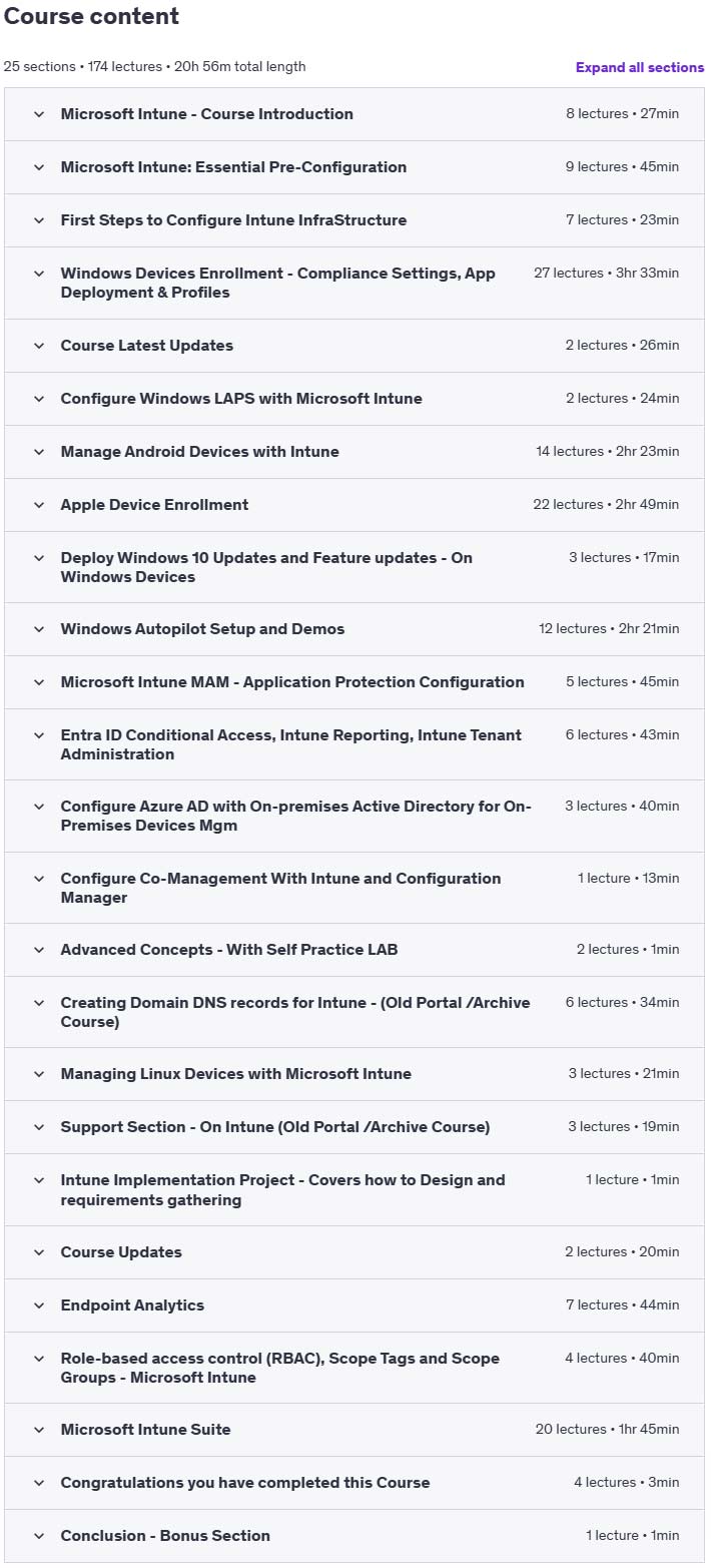 Temas del curso · Microsoft Intune Training (incluye laboratorio de auto-práctica) 2025-1