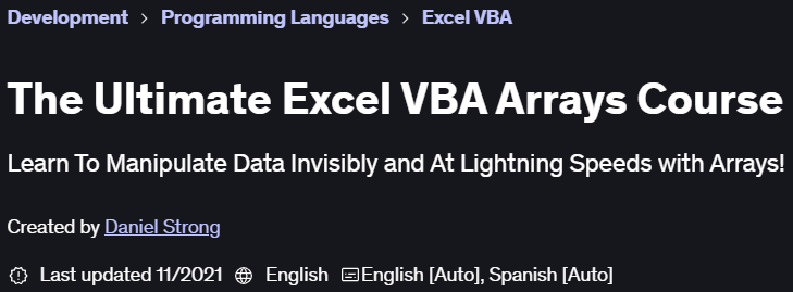 Pictures · Udemy — The Ultimate Excel VBA Arrays Course 2021-11