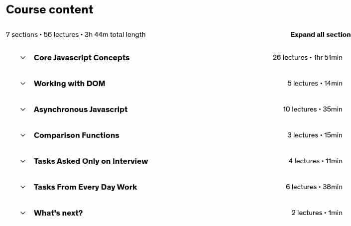 Course topics · JavaScript Interview Questions – Coding Interview 2025 2025-6