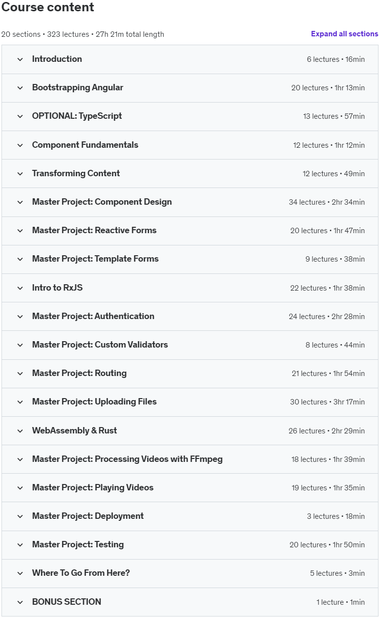 Course topics · ZeroToMastery – Complete Angular Developer: Zero to Mastery 2025-4