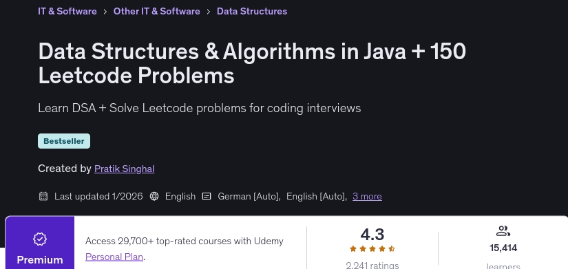 चित्र · Java + में डेटा संरचनाओं और एल्गोरिथ्म 150 Leetcode समस्याएं 2026-1
