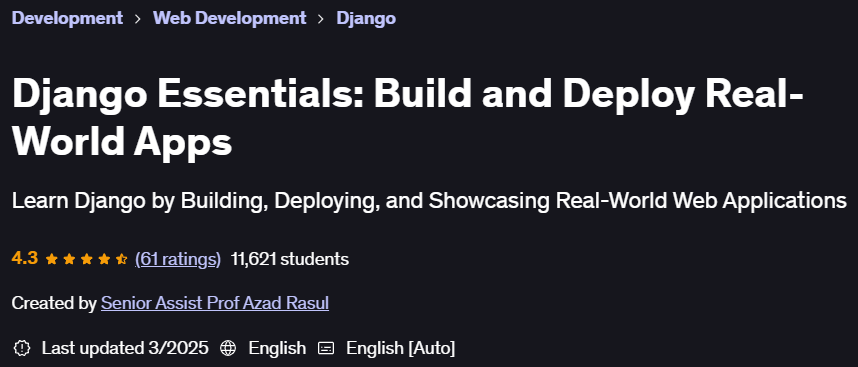 Pictures · Udemy — Django Essentials: Build and Deploy Real-World Apps 2025-1