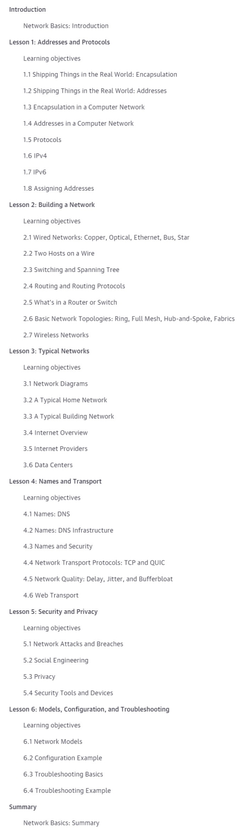 Course topics · Oreilly – Network Basics 2023-11