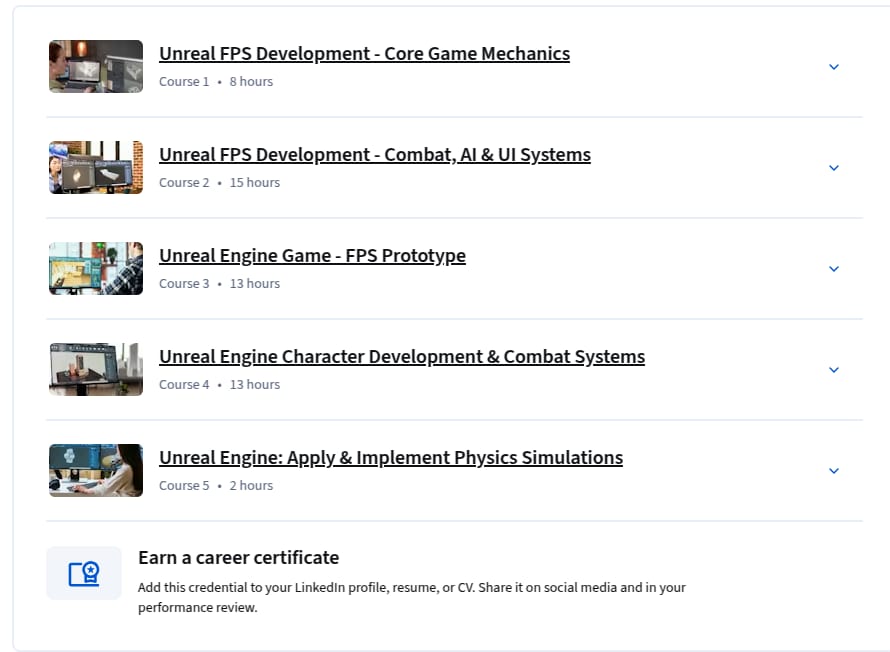 کورس کے موضوعات · Unreal Engine FPS اور ایشن گیمز کی ترقی کی خصوصیات 2025-12
