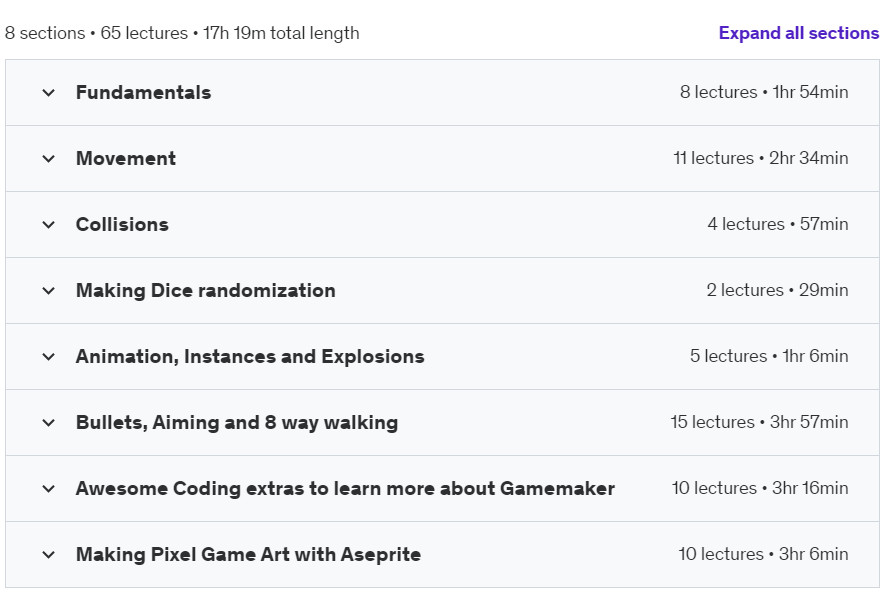 Course topics · Learn 2D game coding fundamentals and Pixel Art for games 2024-9