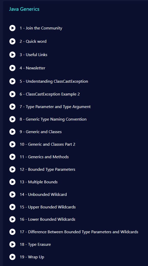 Course topics · AmigosCode — Java Generics 2022-10