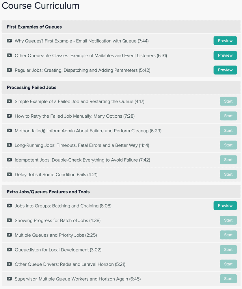 Course topics · Laravel Daily — Queues in Laravel 2021-6