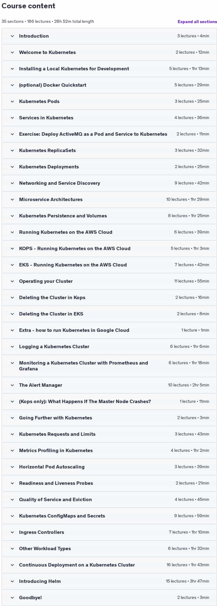 Course topics · Kubernetes Hands-On – Deploy Microservices to the AWS Cloud 2024-5