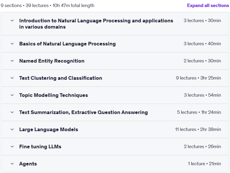 Course topics · Natural Language Processing , LLM with Python 2022-12