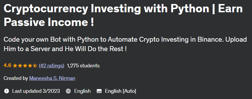 Pictures · Udemy — Cryptocurrency Investing with Python | Earn Passive Income ! 2023-1