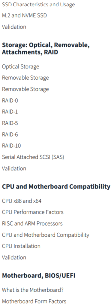 Kursthemen · CBTNuggets - CompTIA A + Kern 1 (220-1201Online Training 2025-7