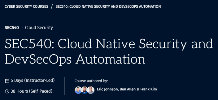 الصور · SANS – SEC540: Cloud Native Security و DevSecOps الأتمتة 2020-6