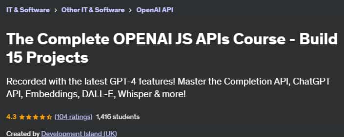 Pictures · Udemy — The Complete OPENAI JS APIs Course – Build 15 Projects 2023-8