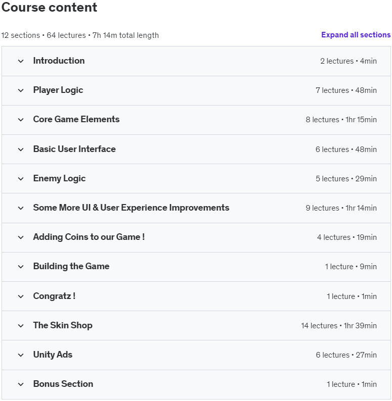 Course topics · Udemy — Unity Mobile Game – Create Your First Hyper Casual Game ! 2023-11