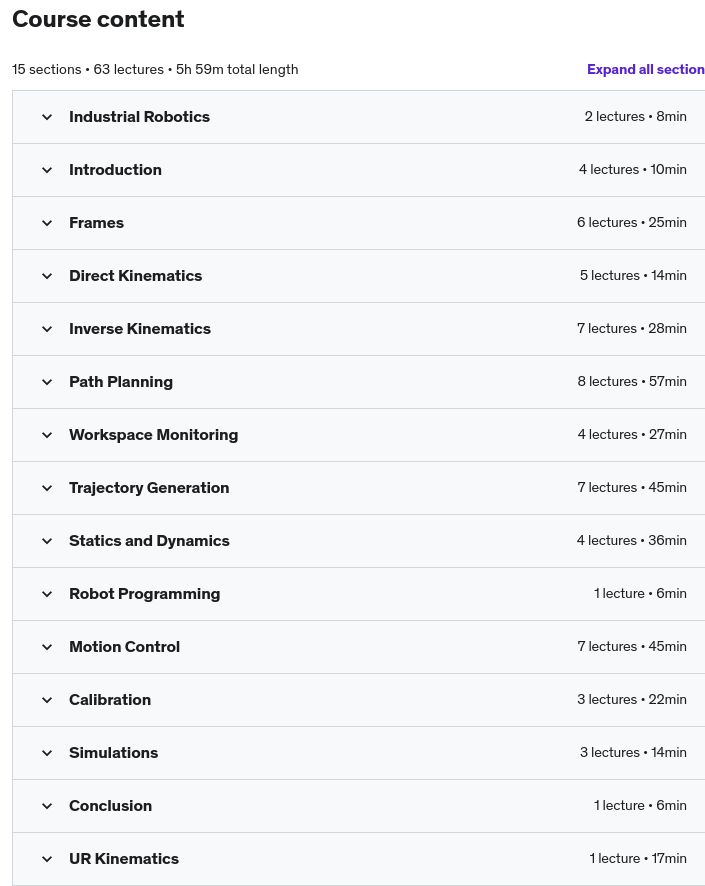 Course topics · Industrial Robotics 2019-9