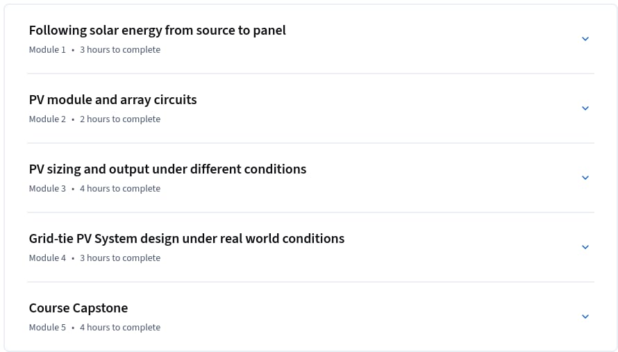 Course topics · Coursera — Solar Energy System Design 2026-6