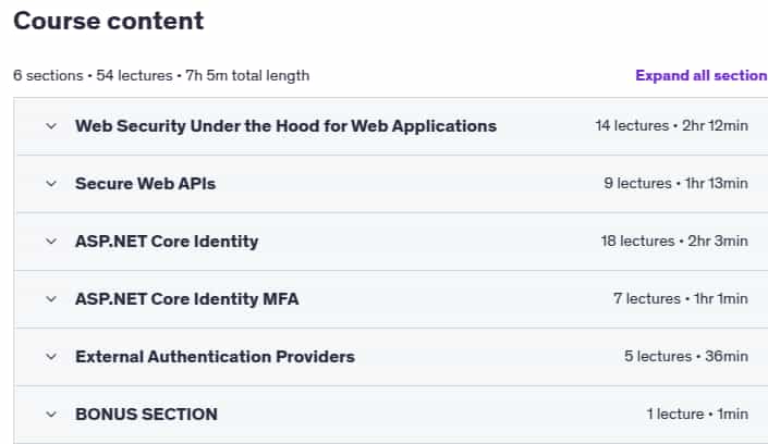 Course topics · Master ASP.NET Core Identity: Authentication & Authorization 2025-8