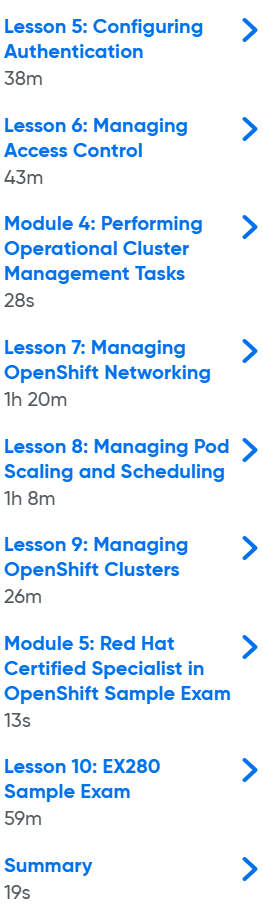 Course topics · Oreilly — Red Hat OpenShift Administration: Red Hat EX280 2021-4