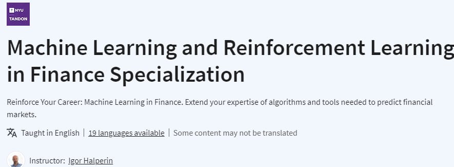 Pictures · Coursera — Machine Learning and Reinforcement Learning in Finance Specialization 2023-12