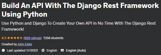 Pictures · Udemy — Build An API With The Django Rest Framework Using Python 2021-11