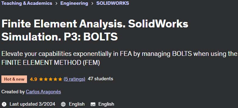 图片 · 完成元素分析。 SolidWorks 模拟:P3:BOLTS 2024-3