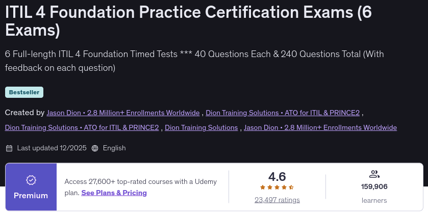 Pictures · ITIL 4 Foundation Practice Certification Exams (6 Exams) 2025-12