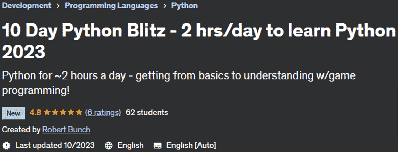 Pictures · Udemy — 10 Day Python Blitz – 2 hrs/day to learn Python 2023 2023-9