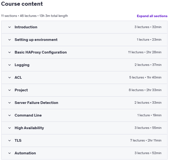 Course topics · Udemy — Master Load Balancing with HAProxy 2021-5