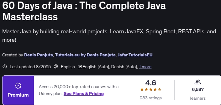 الصور · 60 الأيام في Java: The Complete Java دورة شاملة 2025-8