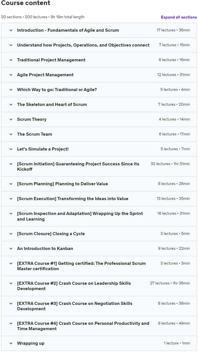 Course topics · Udemy — The Complete Guide to Agile Scrum Master & Kanban + 4 EXTRA 2022-9
