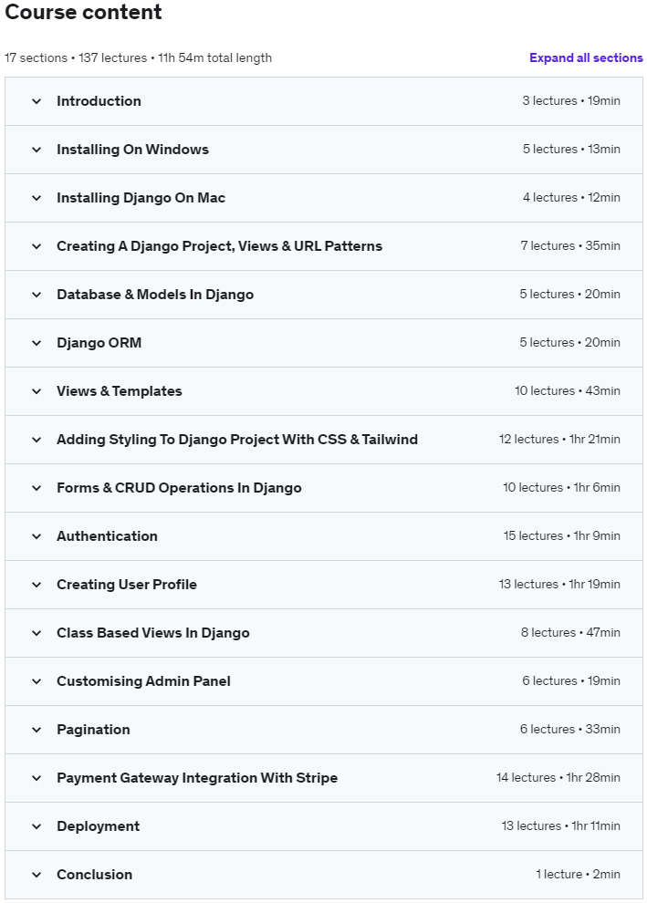 Course topics · Django 4 Masterclass 2022: From Development To Deployment 2022-4