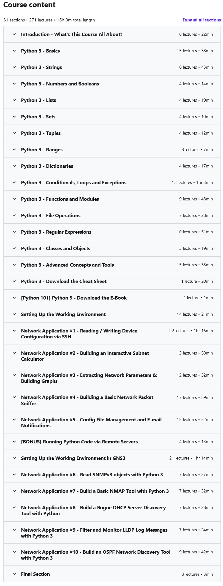 Course topics · Python Network Programming Complete Masterclass 2020-12