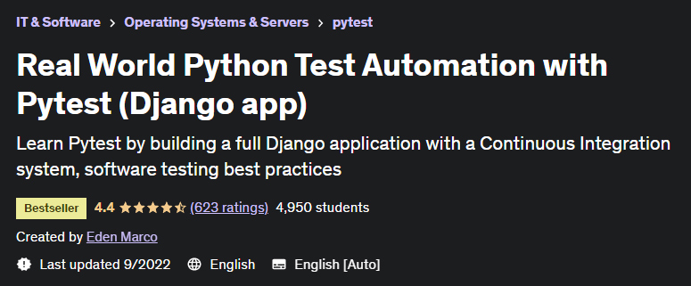 Pictures · Udemy — Real World Python Test Automation with Pytest (Django app) 2022-9