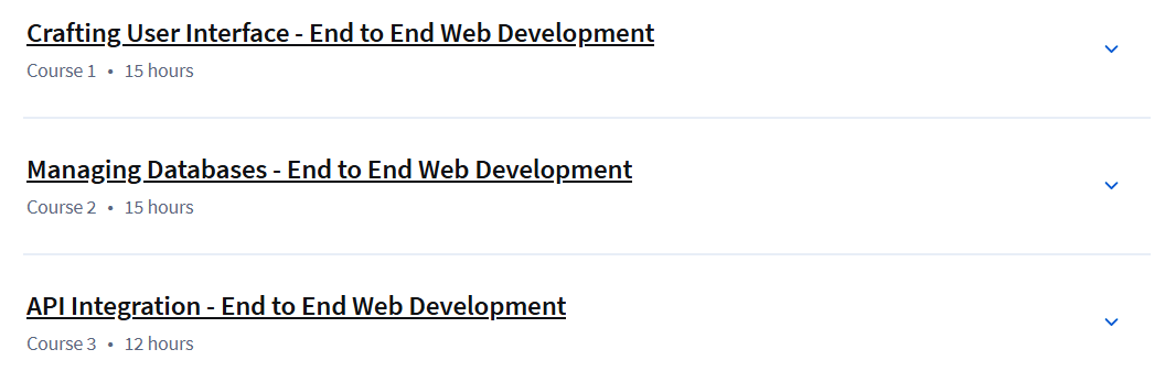 Course topics · Coursera — End-to-End Web Development: UI, Databases, APIs Specialization 2024-12