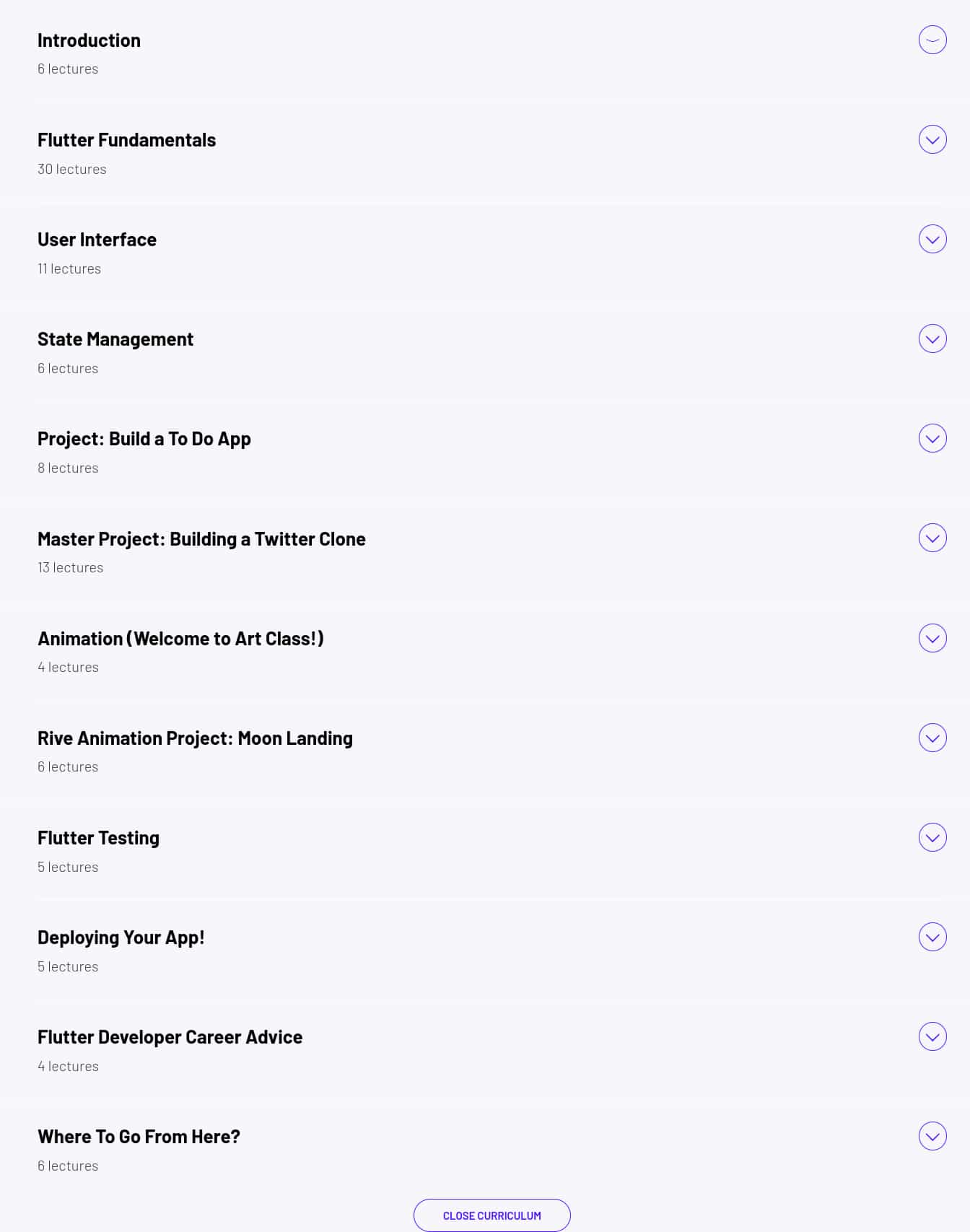 Course topics · ZeroToMastery – Flutter Bootcamp: Zero to Mastery 2025-4