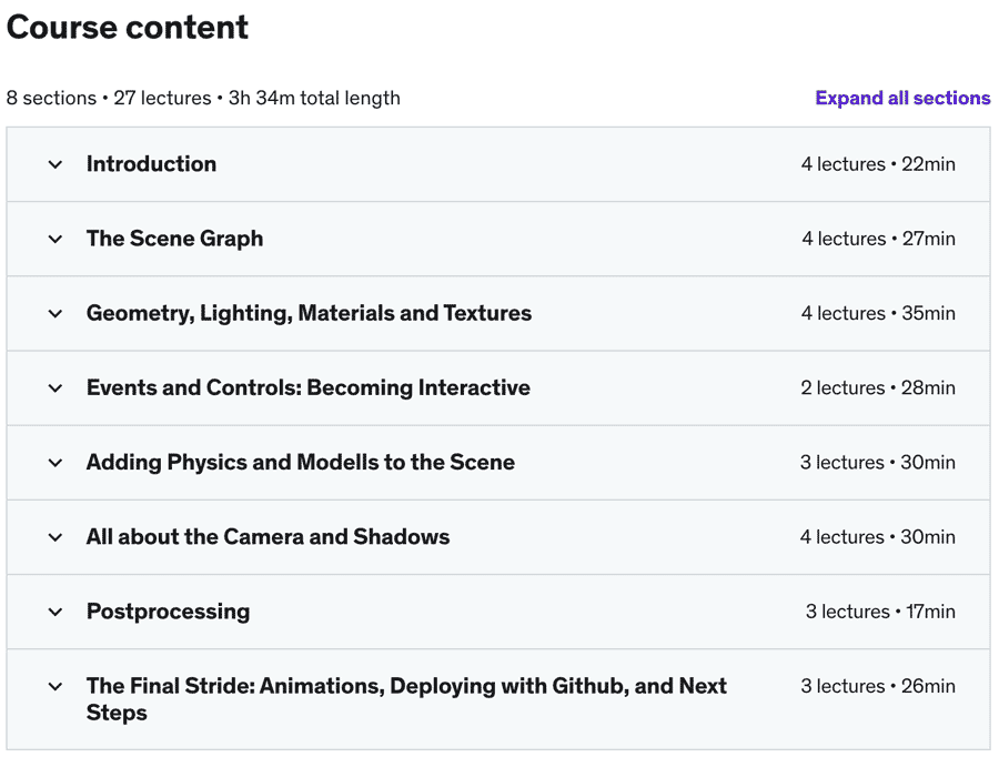 Course topics · Learn Three.js using React: Build a 3D Tesla Workshop 2021 2021-6