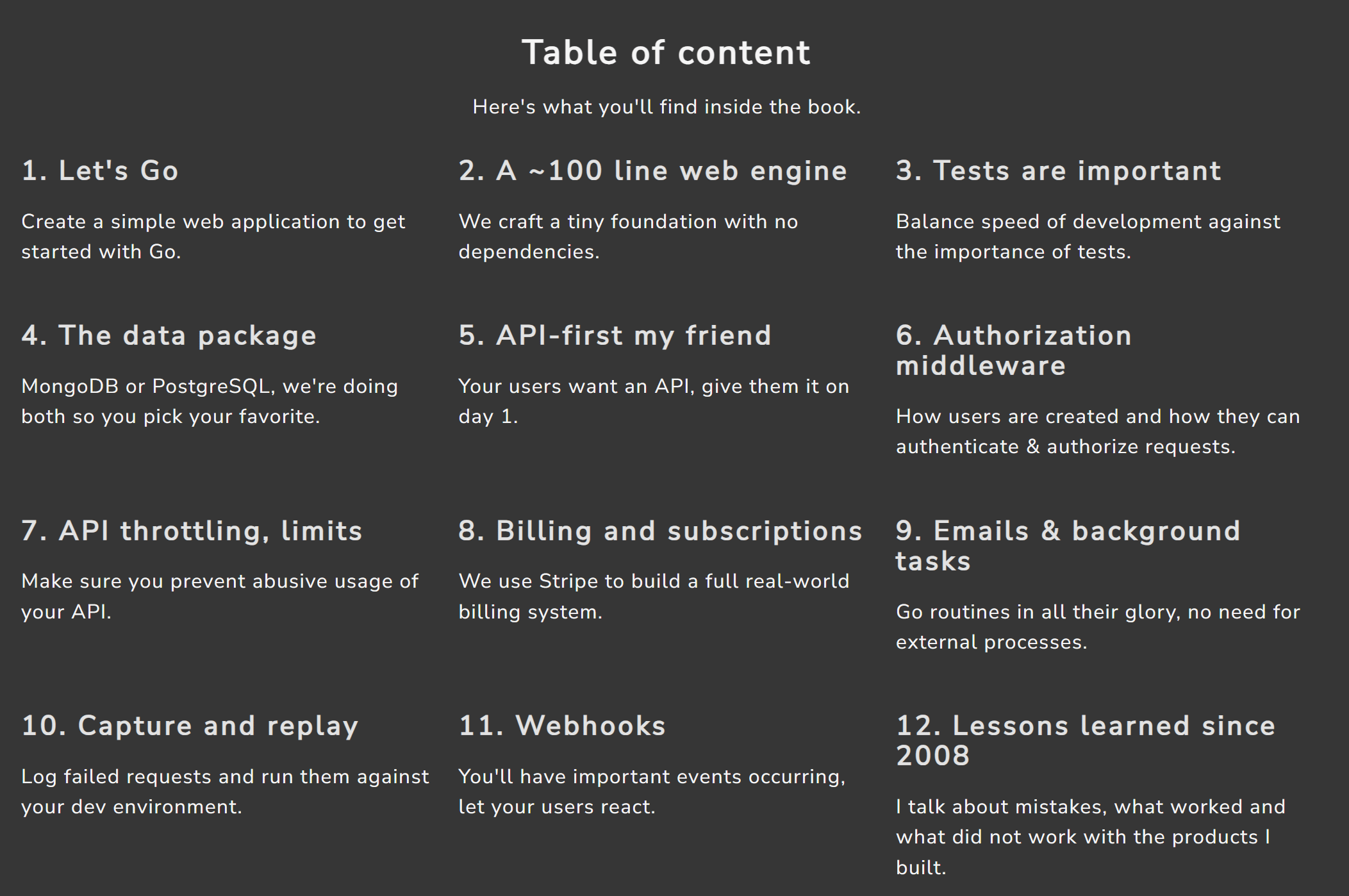 Temas del curso · Build Saas App In Go – Built Saas Apps in Go (II edición) 2025-4