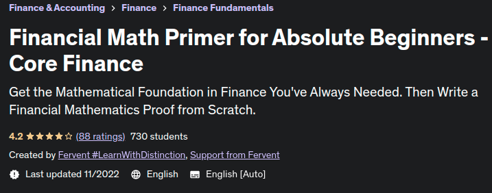 Pictures · Udemy — Financial Math Primer for Absolute Beginners – Core Finance 2022-11