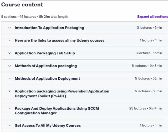Course topics · Udemy — Application Packaging Training 2022-9