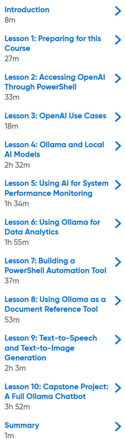 कोर्स के विषय · ओरेली - PowerShell AI: इमारत AI PowerShell के साथ अनुप्रयोग 2026-7