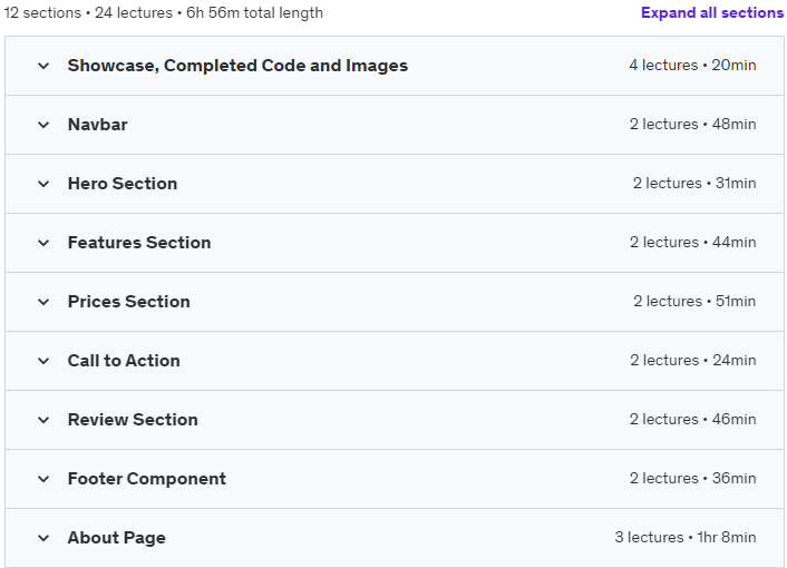 Course topics · Udemy — Tailwind CSS Agency Website with React and Framer Motion 2023-6