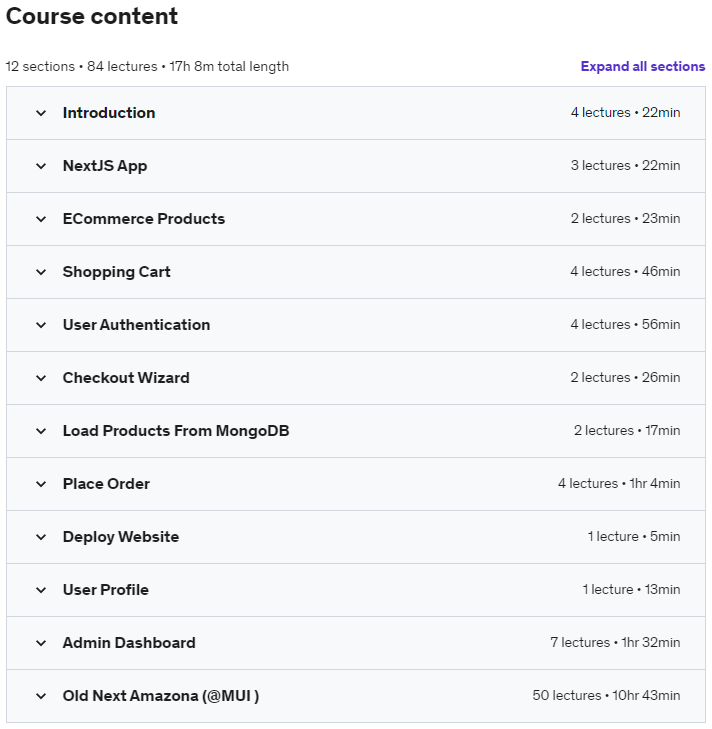 Course topics · Next Amazona: Build ECommerce Website Like Amazon By Next.js 2022-7