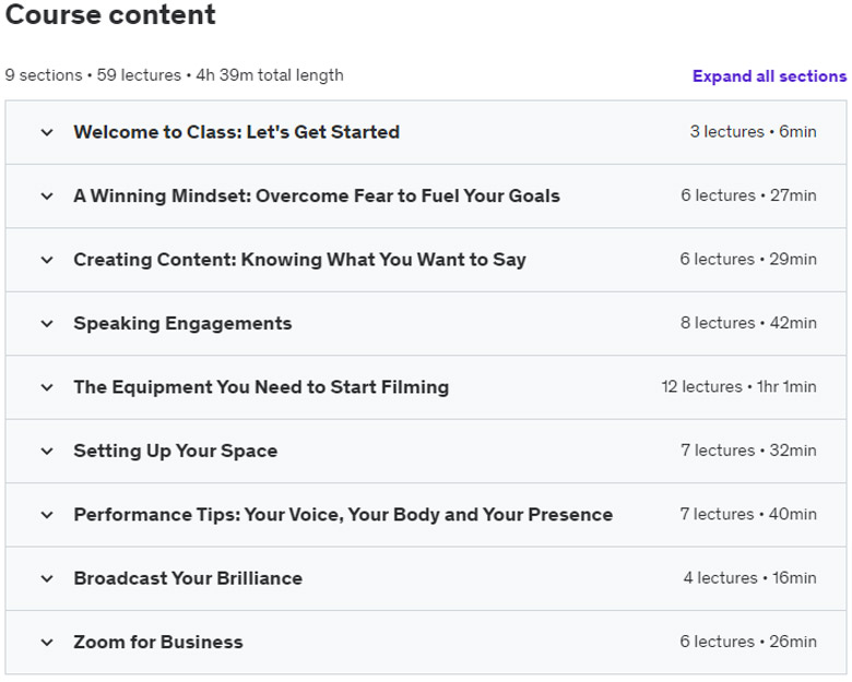 Course topics · Speak With Confidence 2023-10